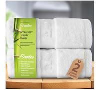 GC GAVENO CAVAILIA Lot de 2 Serviettes de Toilette en Bambou 500 g/m² très absorbantes pour Salle de Bain (50 x 80 cm) - 60% Bambou, 40% Coton - Blanc