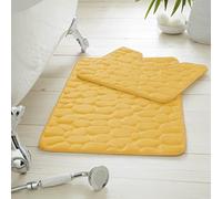 GC GAVENO CAVAILIA Lot de 2 Tapis de Bain antidérapants, Extra absorbants, 100% Mousse à mémoire de Forme, Ocre, 50 x 80, 50 x 40 cm