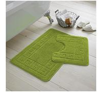 GC GAVENO CAVAILIA Lot de 2 Tapis de Bain de Toilette absorbants et à séchage Rapide avec Dos antidérapant, lavables en Machine, Vert (50 x 80 cm, 50 x 40 cm)