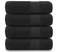 GC GAVENO CAVAILIA Lot de 4 Serviettes 100% Coton filé à l'anneau, 700 g/m² de qualité supérieure, Extra absorbantes, Noir, 50 x 85 cm
