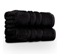 GC GAVENO CAVAILIA Lot de 4 Serviettes de Toilette de 550 g/m² en Coton égyptien, très absorbantes et à séchage Rapide, lavables, pour Spa, Salle de Sport, Noir, 50 x 80 cm