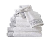 GC GAVENO CAVAILIA Lot de 8 Serviettes de 500 g/m² | 2 essuie-Mains + 2 Serviettes de Bain + 4 Serviettes pour Le Visage | Lot Familial de Serviettes en Coton égyptien | Blanc