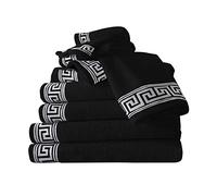 GC GAVENO CAVAILIA Lot de 8 Serviettes de 500 g/m² | 2 essuie-Mains + 2 Serviettes de Bain + 4 Serviettes pour Le Visage | Lot Familial de Serviettes en Coton égyptien | Noir