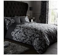 GC GAVENO CAVAILIA Luxueux Empire Ensemble de Damas avec Housse de Couette et taies d'oreiller, Coton Polyester, Noir, King (230 x 220cm)