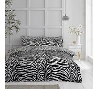 GC GAVENO CAVAILIA Luxurious Marco Bed Set with Duvet Cover and Pillow Cases, Polyester-Cotton, [ Double-Grey ] Parure de lit réversible imprimée en Polycoton, Blanc/Noir, King (230 x 220cm)