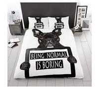 GC GAVENO CAVAILIA Parure de lit 1 Place avec Housse de Couette Respirante Douce et Confortable avec Housse de Couette Motif Animal 3D, Bouledogue