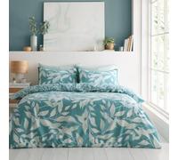 GC GAVENO CAVAILIA Parure de lit réversible 3 pièces avec Housse de Couette et taies d'oreiller - Motif Feuilles - 200 x 200 cm - Lavable - Bleu Sarcelle/Vert