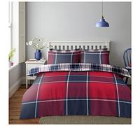 GC GAVENO CAVAILIA Parure de lit réversible à Carreaux Super Douce avec Housse de Couette pour lit Double Motif Tartan Rouge