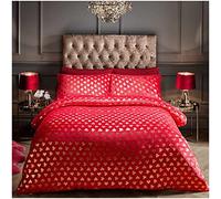 GC GAVENO CAVAILIA Parure de lit réversible en Polaire avec Housse de Couette et taies d'oreiller, pour lit Double, Rouge foncé