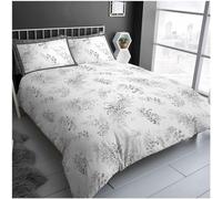 GC GAVENO CAVAILIA Parure de lit Simple en Polycoton réversible - Lavable en Machine (1 Housse de Couette + 1 taie d'oreiller) - Motif Feuille - Gris