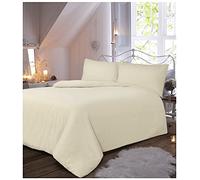 GC GAVENO CAVAILIA Parure Flanelle Unie de qualité supérieure avec Housse de Couette et taie d'oreiller, 100% Coton brossé, Facile d'entretien, Douce et Confortable, crème, pour lit Simple