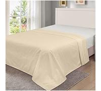GC GAVENO CAVAILIA PC Housse de Luxe en Polycoton Facile d'entretien, Doux et Confortable ou taies d'oreiller, Lin Coton Polyester, Drap Plat crème, King