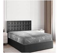 GC GAVENO CAVAILIA Peluche Couette en Polaire, Drap-Housse Doux et Moelleux, Parure de lit Chaude et Confortable Ultra Douce, Polyester, Gris, Double-Fitted Sheet