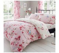 GC GAVENO CAVAILIA Printed Duvet Cover Set Parure de lit réversible avec Housse de Couette et taies d'oreiller Facile d'entretien, Polycoton Coton, 50% Polyester, Birdie Blossom-Rose, King