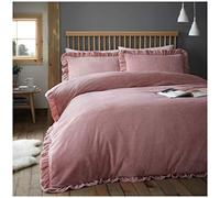 GC GAVENO CAVAILIA Teddy Parure de lit à Volants OCO Super Douce et Facile d'entretien, Polyester, Rose poudré, Double