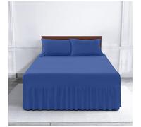 GC GAVENO CAVAILIA Tour Percale lit Unis, Cache-sommier et cantonnières, draps-Housses sans Repassage, Fer, Bleu Marine, Double