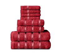 GC GAVENO CAVAILIA Towels Linen Les Serviettes, Coton, Red, 8Pc Bale Set