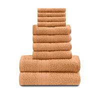 GC GAVENO CAVAILIA Towels Lot de 10 Serviettes de Bain 100% Coton égyptien, 4 Visage, 4 Mains, 2 Serviettes de Bain, de qualité supérieure, très absorbantes, lavables en Machine, pêche