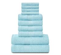 GC GAVENO CAVAILIA Towels Lot de 10 Serviettes de Bain 100% Coton égyptien, 4 Visage, 4 Mains, 2 Serviettes de Bain, de qualité supérieure, très absorbantes, lavables en Machine, Turquoise
