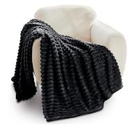 GC GAVNO CAVAILIA Couverture Polaire Douce et Moelleuse pour canapés, Lits, canapés, canapés - Très Grande Couverture - Facile d'entretien - Hypoallergénique - Noir - Lit Double 150 x 200 cm