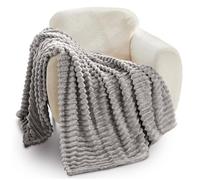 GC GAVNO CAVAILIA - Jeté de lit côtelé en Polaire Moelleuse pour canapés, Lits, canapés, couvertures et jetés Confortables Extra Larges | King Size 200 x 240 cm | Gris