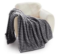 GC GAVNO CAVAILIA - Jeté de lit côtelé en Polaire Moelleuse pour canapés, Lits, canapés, couvertures et jetés Confortables Extra Larges - King Size 200 x 240 cm - Anthracite