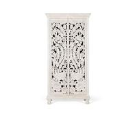 GC GINER & COLOMER Armoire en Bois de Manguier - Armoire d’Entrée 2 Portes avec 3 Étagères Intérieures - Blanc Vieilli - 180 x 90 x 40 cm