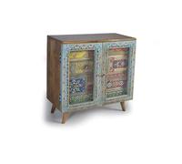 GC GINER & COLOMER Commode de Chambre - Meuble pour Vêtements en Bois de Manguier - Chiffonnier Multicolore avec 7 Tiroirs et 2 Portes - Meuble de Rangement - 62 x 60 x 30 cm
