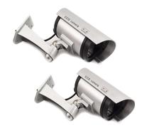 GC GLOBALCOMMERCE Kit de 2 caméras Fausses de Surveillance pour Usage extérieur avec LED Rouge Clignotant Design Professionnel