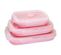 GC GLOBALCOMMERCE Lot de 3 boîtes en silicone pour aliments pliables avec couvercle, récipients lavables et réutilisables, adaptées au lave-vaisselle, four, micro-ondes, réfrigérateur et congélateur