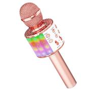 GC GLOBALCOMMERCE Microphone coloré Bluetooth Portable pour Karaoké Multifonction sans Fil sans Fil avec Haut-Parleur Intégré et Lumières LED