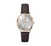 GC Men's SlimClass 42mm Brown Leather Band Gold Plated Case Quartz Silver-Tone D