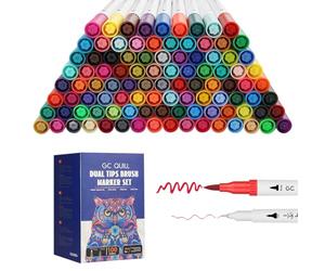 GC QUILL 100 Couleurs Feutres Coloriage Adulte, Enfants, Stylo Feutre Double Pointe Fine pour Dessin, Bullet Journal, Griffonnage, Scrapbooking GC-N100W