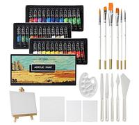 GC QUILL 36 tubes de peinture acrylique 12 ml avec pinceaux, palette, couteaux, toile, chevalet - pour peinture sur bois, céramique, tissu, travaux manuels GC-APK36