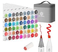 GC QUILL 54 Feutres à Alcool Double Pointe - 53 Couleurs Feutre alcool + 1 Blender Pointe Pinceau & Biseautée - Marqueurs à Alcool Adulte, Dessin