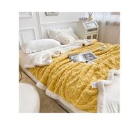 gC7aHx8 Parrure de Lit Couverture Polaire Sherpa Douce avec 2 taies d'oreiller, Ensemble de couvertures en Flanelle épaisse, Confortable et Chaude Doux(Yellow,150x200cm 3pcs)