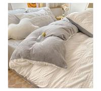 gC7aHx8 Parrure de Lit Ensemble de Housse Couette en Velours Lait d'hiver, Ensemble 4 pièces, rembourrée Flanelle Corail, avec Fermeture éclair Invisible Doux(Blanc,1.5m bed-150 * 200cm)