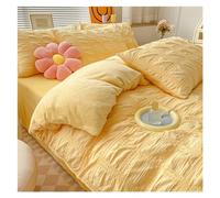 gC7aHx8 Parrure de Lit Ensemble de Housse Couette en Velours Lait d'hiver, Ensemble 4 pièces, rembourrée Flanelle Corail, avec Fermeture éclair Invisible Doux(Yellow,1.8m bed-180 * 220cm)