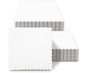 Gcardist 15 plaques carrées blanches pour gâteaux de 25,4 cm, base à bords ondulés, carton de qualité alimentaire (10 pouces, plus mince et encore plus stable)