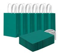 Gcardist 24PCS petit sac cadeau avec poignées en vrac 21x15x8cm (8,3x6x3 pouces) sacs cadeaux vert foncé plusieurs utilisations (petite taille)