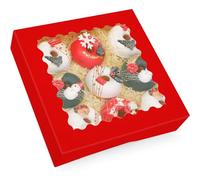 Gcardist Auto-pop Up Lot de 12 boîtes à biscuits avec fenêtre Rouge 20,3 x 20,3 x 6,4 cm