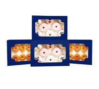 Gcardist Auto-pop Up Lot de 6 boîtes à biscuits avec fenêtre Bleu profond 30,48 x 20,32 x 6,35 cm Deux utilisations Pliage en une seconde Pâtisserie Boîte pour emballage (30,48 x 20,32 x 6,35 cm)