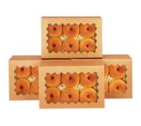 Gcardist Auto-pop Up Lot de 6 boîtes à biscuits marron avec fenêtre - 30,48 x 20,32 x 6,35 cm - Deux utilisations - Pliage en une seconde - Pour emballage (30,48 x 20,32 x 6,35 cm)