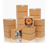 Gcardist Braun Bäckerei Boîtes avec Fenêtre 30 Pièces 10,1 x 10,1 x 6,3 cm Mini Boîtes à Biscuits Macaron Boîtes Petites pour Donuts et Desserts pour Fêtes (10,2 x 10,2 x 7,1 cm)