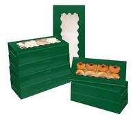 Gcardist Lot de 15 boîtes à biscuits vertes avec fenêtre, 30,48 x 13,97 x 6,35 cm, deux utilisations pour gâteaux, biscuits, boîte d'emballage de boulangerie (12 x 5,5 x 2,5 pouces)