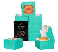 Gcardist Lot de 15 boîtes de boulangerie avec fenêtre Bleu menthe 10 x 10 x 6,3 cm mini cookie macaron petites boîtes à beignets et pâtisseries (4 x 4 x 2,5 pouces)