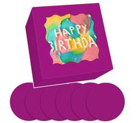 Gcardist Lot de 5 boîtes à gâteau de 15,2 x 15,2 x 12,7 cm, 5 ensembles de boîtes en carton pour gâteaux de couleur violet foncé avec fenêtre et 5 ensembles de plateaux ronds de 15,2 cm de profondeur