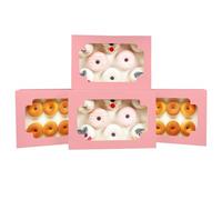Gcardist Lot de 6 boîtes à biscuits rose avec fenêtre pop-up automatique 30,5 x 20,3 x 6,3 cm, double usage, plié en une seconde, boîte à pâtisserie, biscuits, boulangerie, boîte d'emballage (12 x 8