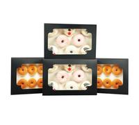 Gcardist Pot à biscuits automatique pop-up noir avec fenêtre, 30,48 x 20,32 x 6,35 cm, 6 unités, deux utilisations, plié en une seconde, boîte pour pâtisserie, biscuits et boulangerie pour emballage