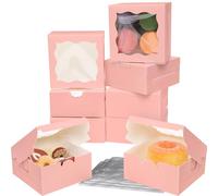 Gcardist Rosa Bäckerei Boxen mit Fenster 30 Stück 10.1 * 10.1 * 6.3cm Mini Cookie Boxen Macaron Boxen Small Donut Gebäck Boxen für Party(4x4x2.10inch)